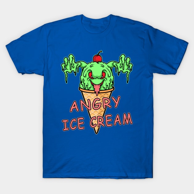 Angry Ice Cream Funny Cartoon Design T-Shirt by Hariolf´s Mega Store